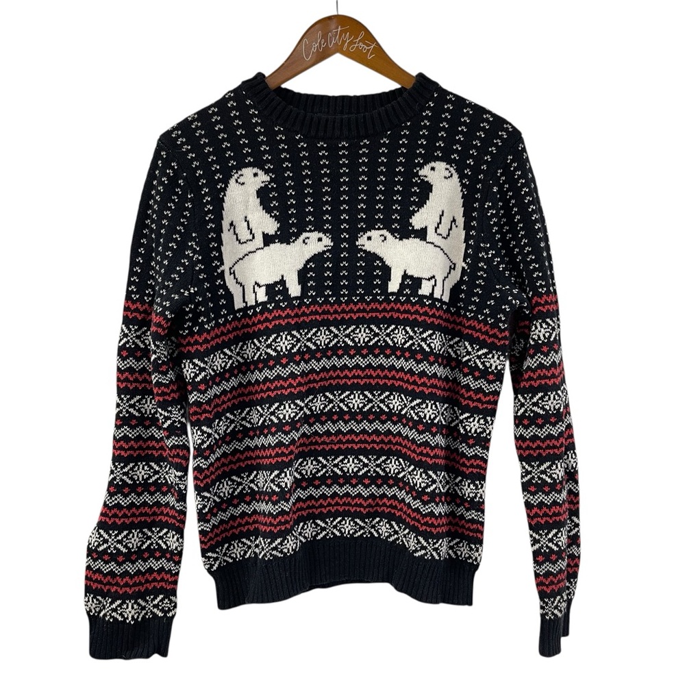 Not So Ugly Christmas Sweater 100% Cotton M Polar Bears Nordic Faire Isle